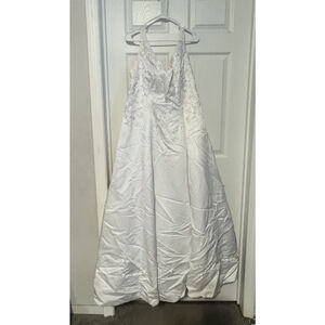 Vintage Maribella bridal gown designer Madeline V Neck Back Zip Plus Size 20 GUC